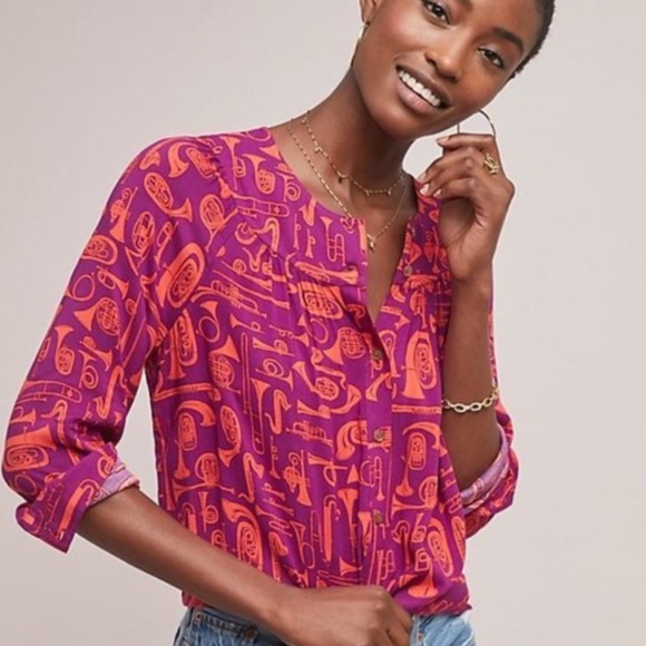 Anthropologie Tops - Anthropologie Conversations 22 of 52 Toot Your Horn Blouse size 8